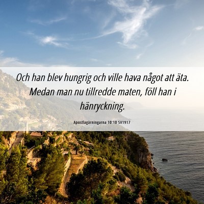 Picture 06 - Apostlagärningarna 10:10 SV1917 - Och han blev hungrig och ville hava något att - Bible Verse Picture