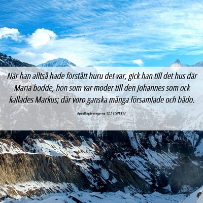 Picture 06 - Apostlagärningarna 12:12 SV1917 - När han alltså hade förstått huru det var, - Bible Verse Picture