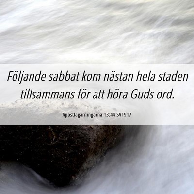 Picture 06 - Apostlagärningarna 13:44 SV1917 - Följande sabbat kom nästan hela staden - Bible Verse Picture