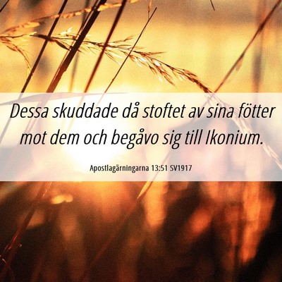 Picture 06 - Apostlagärningarna 13:51 SV1917 - Dessa skuddade då stoftet av sina fötter mot - Bible Verse Picture