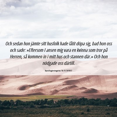 Picture 06 - Apostlagärningarna 16:15 SV1917 - Och sedan hon jämte sitt husfolk hade låtit - Bible Verse Picture