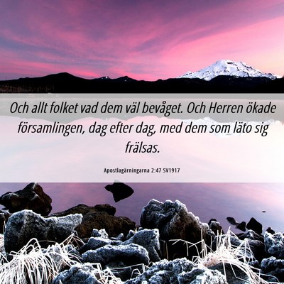 Picture 06 - Apostlagärningarna 2:47 SV1917 - Och allt folket vad dem väl bevåget. Och Herren - Bible Verse Picture