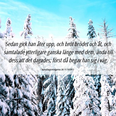 Picture 06 - Apostlagärningarna 20:11 SV1917 - Sedan gick han åter upp, och bröt brödet och - Bible Verse Picture