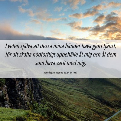 Picture 06 - Apostlagärningarna 20:34 SV1917 - I veten själva att dessa mina händer hava gjort - Bible Verse Picture