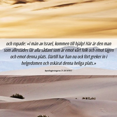 Picture 06 - Apostlagärningarna 21:28 SV1917 - och ropade: »I män av Israel, kommen till - Bible Verse Picture