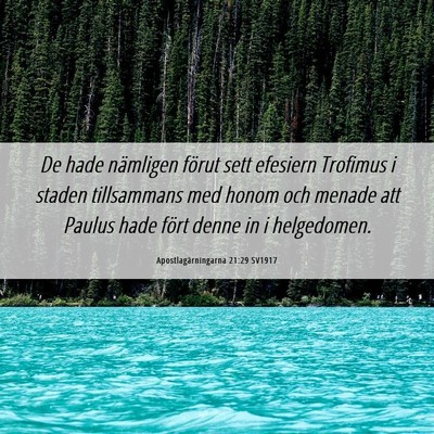 Picture 06 - Apostlagärningarna 21:29 SV1917 - De hade nämligen förut sett efesiern Trofimus i - Bible Verse Picture