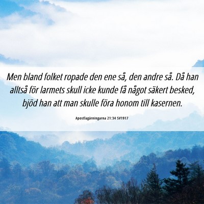 Picture 06 - Apostlagärningarna 21:34 SV1917 - Men bland folket ropade den ene så, den andre - Bible Verse Picture