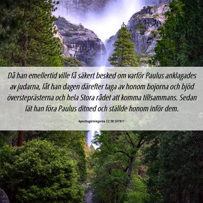 Picture 06 - Apostlagärningarna 22:30 SV1917 - Då han emellertid ville få säkert besked om - Bible Verse Picture
