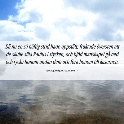 Picture 06 - Apostlagärningarna 23:10 SV1917 - Då nu en så häftig strid hade uppstått, - Bible Verse Picture