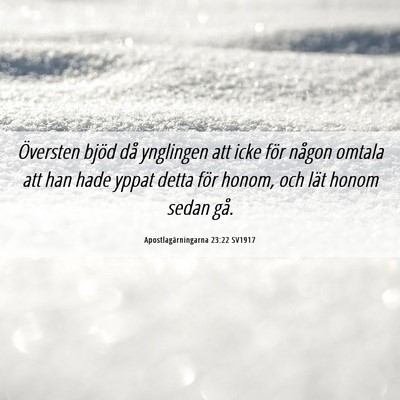 Picture 06 - Apostlagärningarna 23:22 SV1917 - Översten bjöd då ynglingen att icke för - Bible Verse Picture