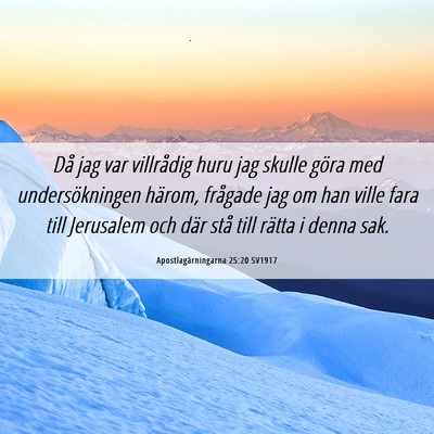 Picture 06 - Apostlagärningarna 25:20 SV1917 - Då jag var villrådig huru jag skulle göra med - Bible Verse Picture