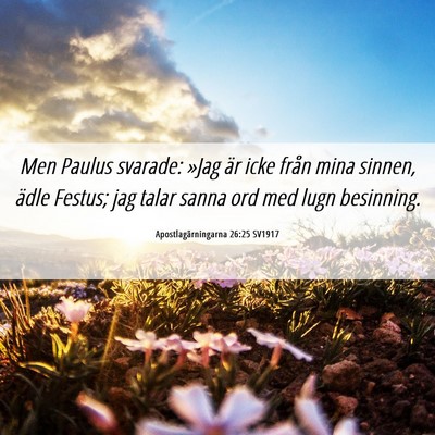 Picture 06 - Apostlagärningarna 26:25 SV1917 - Men Paulus svarade: »Jag är icke från mina - Bible Verse Picture