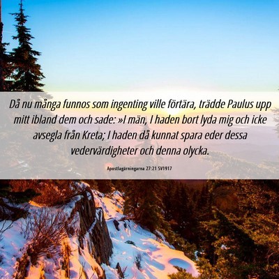 Picture 06 - Apostlagärningarna 27:21 SV1917 - Då nu många funnos som ingenting ville - Bible Verse Picture