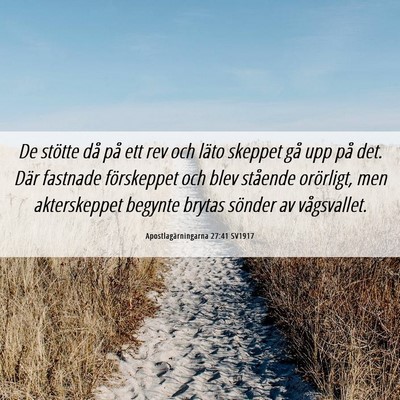Picture 06 - Apostlagärningarna 27:41 SV1917 - De stötte då på ett rev och läto skeppet gå - Bible Verse Picture