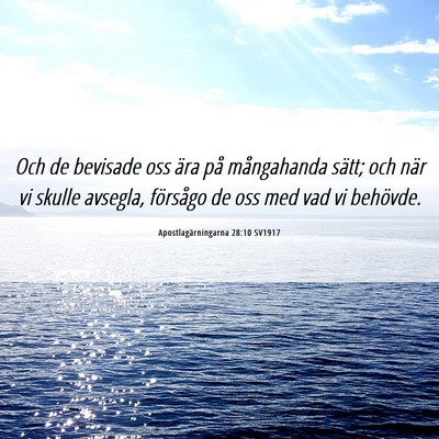 Picture 06 - Apostlagärningarna 28:10 SV1917 - Och de bevisade oss ära på mångahanda sätt; - Bible Verse Picture