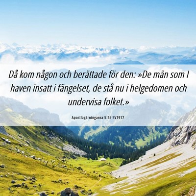 Picture 06 - Apostlagärningarna 5:25 SV1917 - Då kom någon och berättade för den: »De män - Bible Verse Picture
