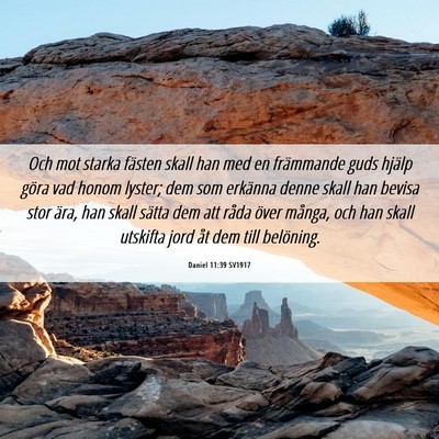Picture 06 - Daniel 11:39 SV1917 - Och mot starka fästen skall han med en - Bible Verse Picture