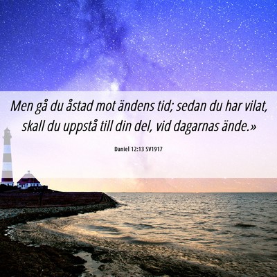 Picture 06 - Daniel 12:13 SV1917 - Men gå du åstad mot ändens tid; sedan du har - Bible Verse Picture