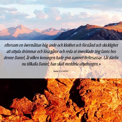 Picture 06 - Daniel 5:12 SV1917 - eftersom en övermåttan hög ande och klokhet - Bible Verse Picture