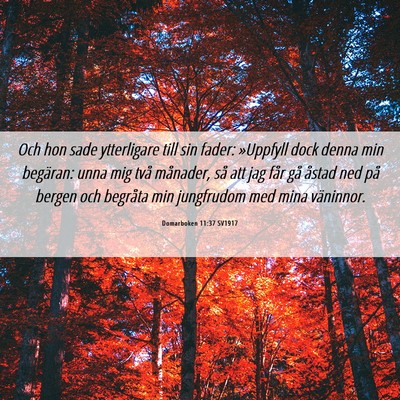 Picture 06 - Domarboken 11:37 SV1917 - Och hon sade ytterligare till sin fader: - Bible Verse Picture