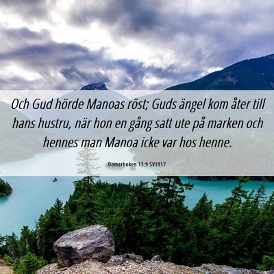 Picture 06 - Domarboken 13:9 SV1917 - Och Gud hörde Manoas röst; Guds ängel kom - Bible Verse Picture