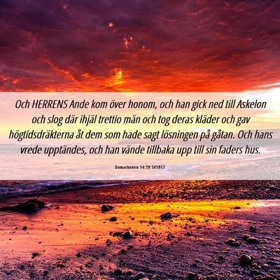 Picture 06 - Domarboken 14:19 SV1917 - Och HERRENS Ande kom över honom, och han gick - Bible Verse Picture
