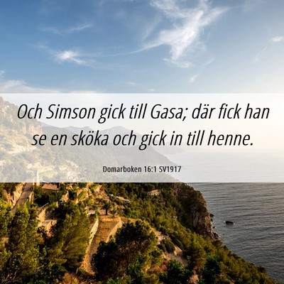 Picture 06 - Domarboken 16:1 SV1917 - Och Simson gick till Gasa; där fick han se en - Bible Verse Picture