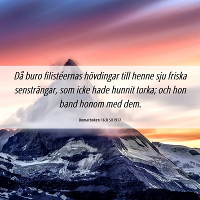 Picture 06 - Domarboken 16:8 SV1917 - Då buro filistéernas hövdingar till henne sju - Bible Verse Picture