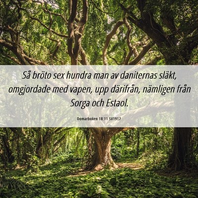 Picture 06 - Domarboken 18:11 SV1917 - Så bröto sex hundra man av daniternas släkt, - Bible Verse Picture