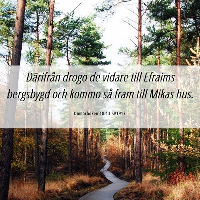 Picture 06 - Domarboken 18:13 SV1917 - Därifrån drogo de vidare till Efraims bergsbygd - Bible Verse Picture
