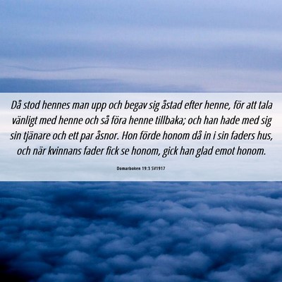 Picture 06 - Domarboken 19:3 SV1917 - Då stod hennes man upp och begav sig åstad - Bible Verse Picture
