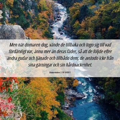 Picture 06 - Domarboken 2:19 SV1917 - Men när domaren dog, vände de tillbaka och togo - Bible Verse Picture