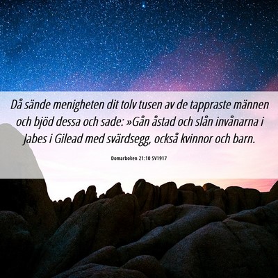 Picture 06 - Domarboken 21:10 SV1917 - Då sände menigheten dit tolv tusen av de - Bible Verse Picture