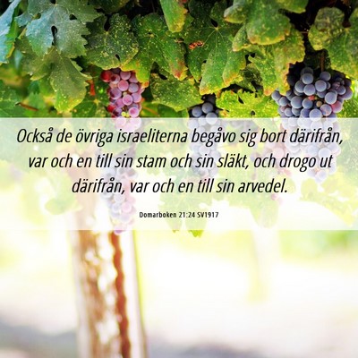 Picture 06 - Domarboken 21:24 SV1917 - Också de övriga israeliterna begåvo sig bort - Bible Verse Picture
