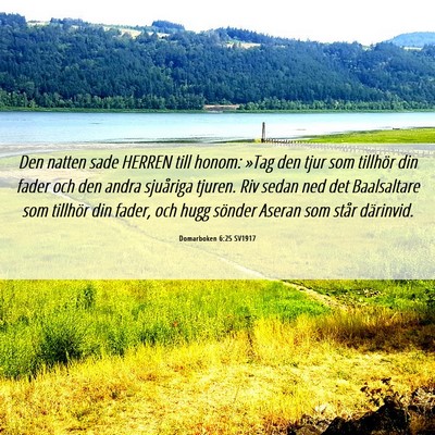 Picture 06 - Domarboken 6:25 SV1917 - Den natten sade HERREN till honom: »Tag den tjur - Bible Verse Picture