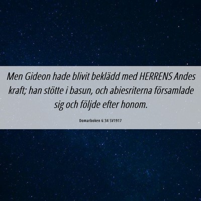 Picture 06 - Domarboken 6:34 SV1917 - Men Gideon hade blivit beklädd med HERRENS Andes - Bible Verse Picture