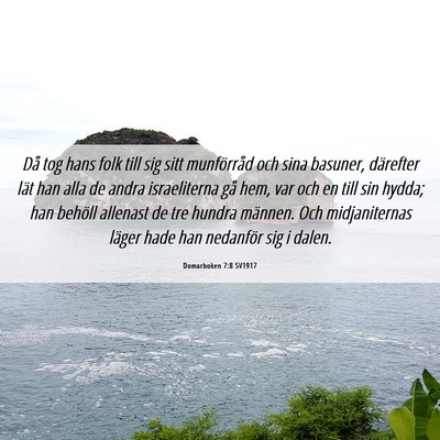 Picture 06 - Domarboken 7:8 SV1917 - Då tog hans folk till sig sitt munförråd och - Bible Verse Picture