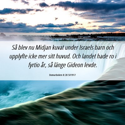 Picture 06 - Domarboken 8:28 SV1917 - Så blev nu Midjan kuvat under Israels barn och - Bible Verse Picture