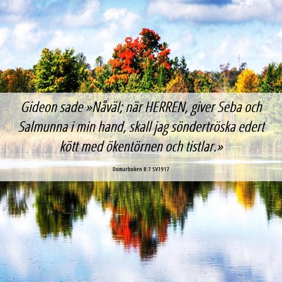 Picture 06 - Domarboken 8:7 SV1917 - Gideon sade »Nåväl; när HERREN, giver Seba - Bible Verse Picture