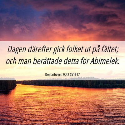 Picture 06 - Domarboken 9:42 SV1917 - Dagen därefter gick folket ut på fältet; och - Bible Verse Picture