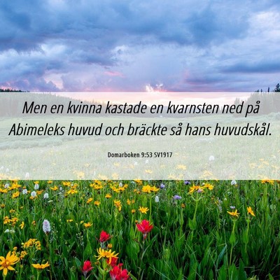 Picture 06 - Domarboken 9:53 SV1917 - Men en kvinna kastade en kvarnsten ned på - Bible Verse Picture