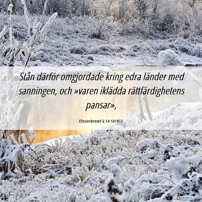 Picture 06 - Efesierbrevet 6:14 SV1917 - Stån därför omgjordade kring edra länder med - Bible Verse Picture