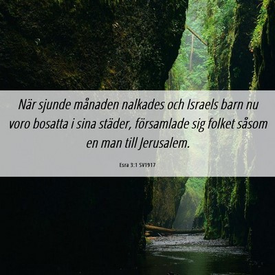 Picture 06 - Esra 3:1 SV1917 - När sjunde månaden nalkades och Israels barn nu - Bible Verse Picture