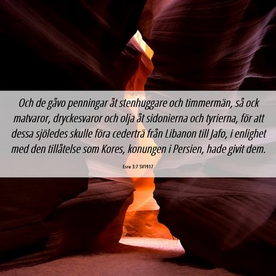 Picture 06 - Esra 3:7 SV1917 - Och de gåvo penningar åt stenhuggare och - Bible Verse Picture