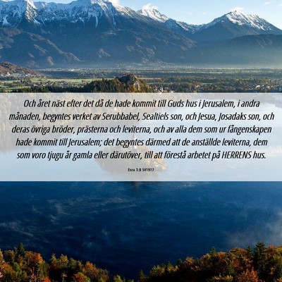 Picture 06 - Esra 3:8 SV1917 - Och året näst efter det då de hade kommit till - Bible Verse Picture