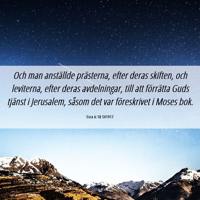 Picture 06 - Esra 6:18 SV1917 - Och man anställde prästerna, efter deras - Bible Verse Picture