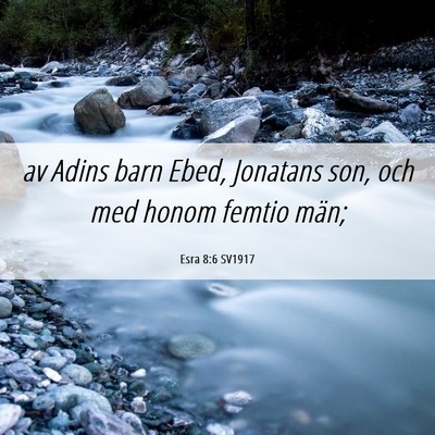 Picture 06 - Esra 8:6 SV1917 - av Adins barn Ebed, Jonatans son, och med honom - Bible Verse Picture