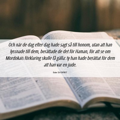 Picture 06 - Ester 3:4 SV1917 - Och när de dag efter dag hade sagt så till - Bible Verse Picture