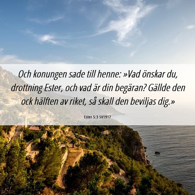Picture 06 - Ester 5:3 SV1917 - Och konungen sade till henne: »Vad önskar du, - Bible Verse Picture