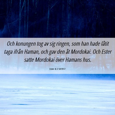 Picture 06 - Ester 8:2 SV1917 - Och konungen tog av sig ringen, som han hade - Bible Verse Picture
